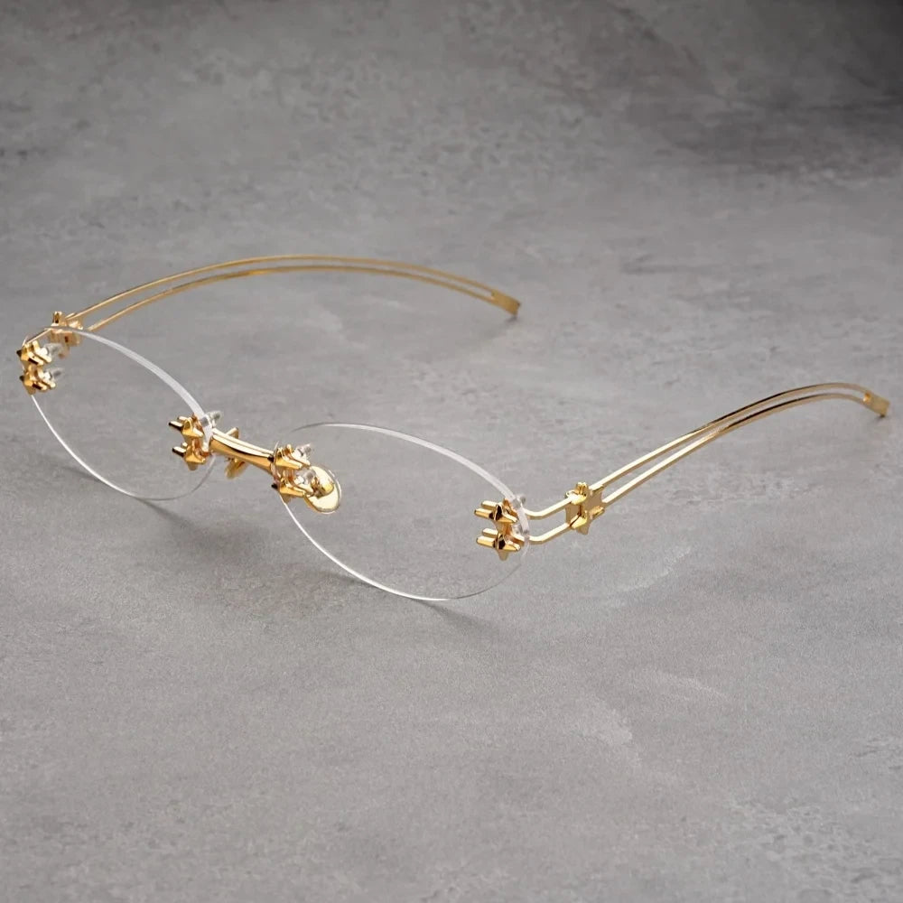 Y2K Metal Rimless Oval Sunglasses