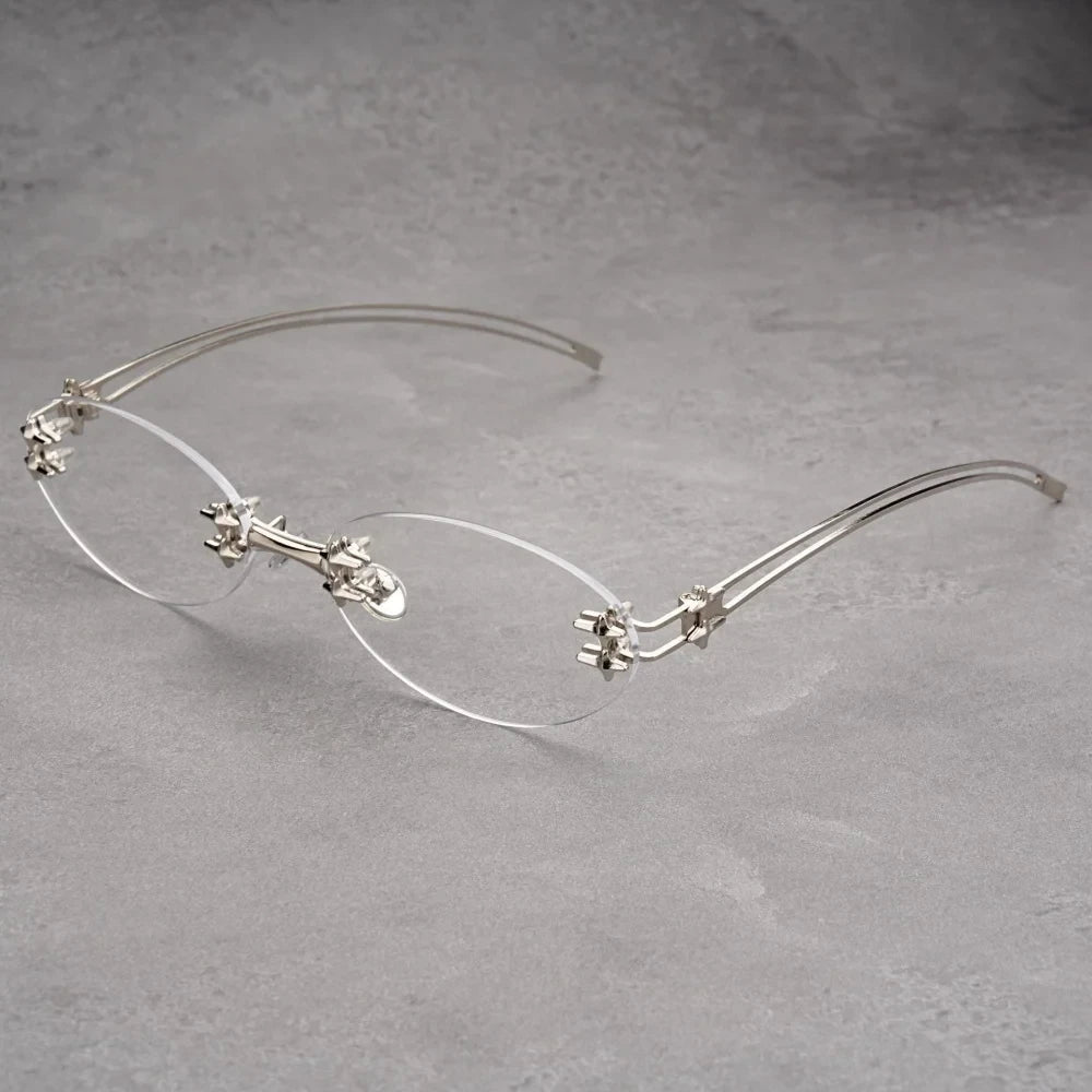 Y2K Metal Rimless Oval Sunglasses