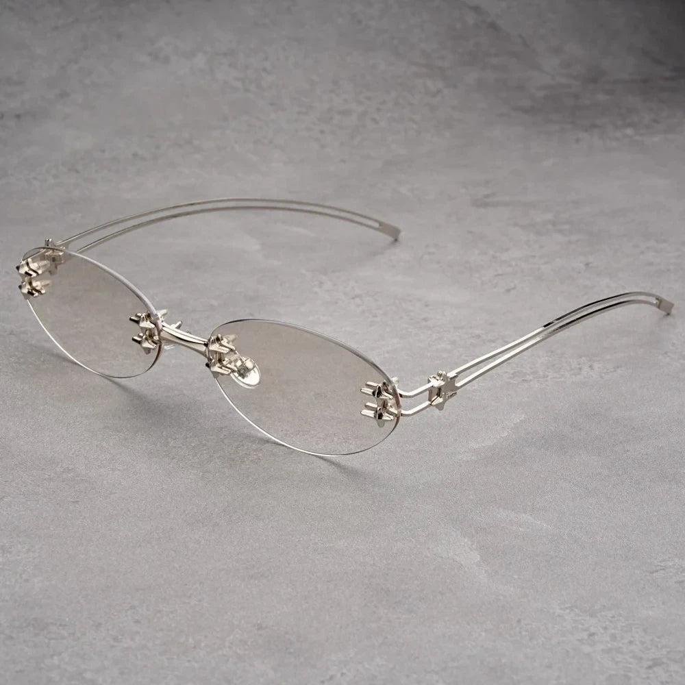 Y2K Metal Rimless Oval Sunglasses