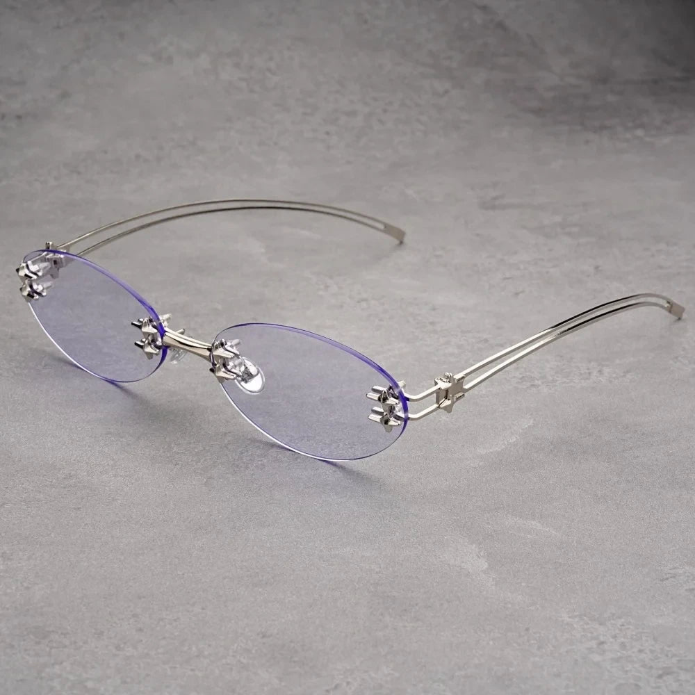 Y2K Metal Rimless Oval Sunglasses