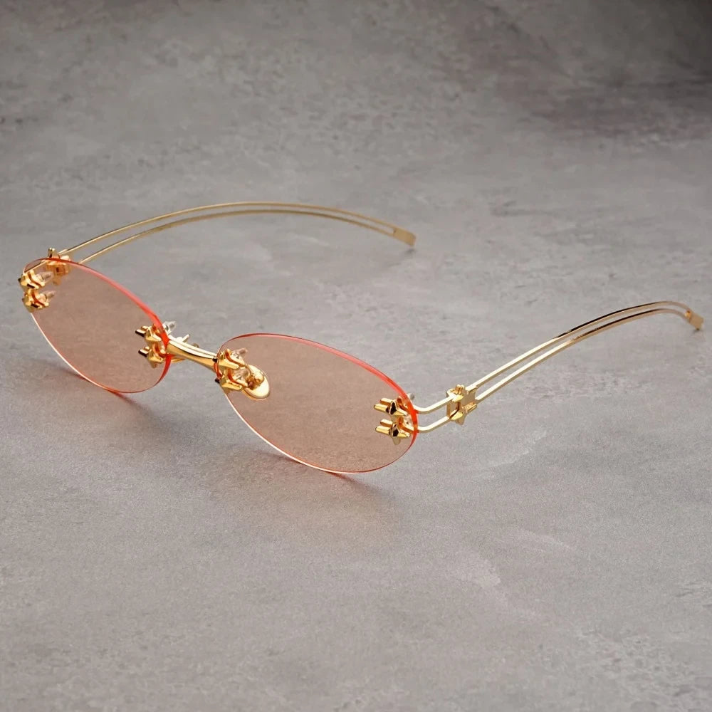 Y2K Metal Rimless Oval Sunglasses