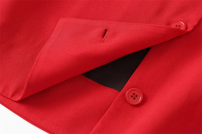 MUJER Red Sleeveless Vest Woman Button Black White Cropped Vest Women Summer Casual Short Coats Waistcoat Women's Fashion Vests